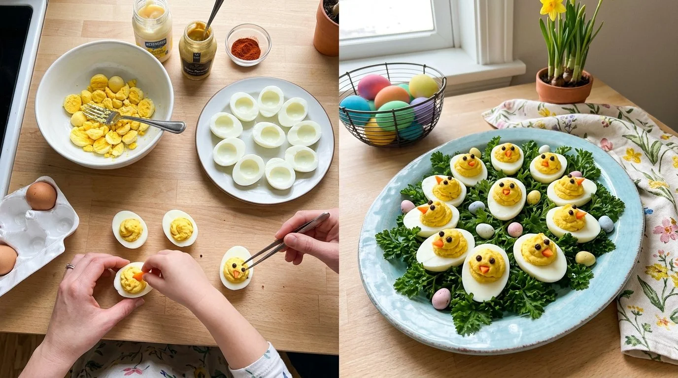 3 Delightful Easter Egg Recipes – Fluffy, Savory & Brunch-Perfect! 5 Easter Chick Deviled Eggs