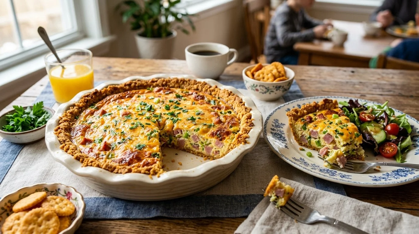 Best-Ever Ham Quiche with Cheese Cracker Crust 2 Ham Quiche With a Cheese Cracker Crust