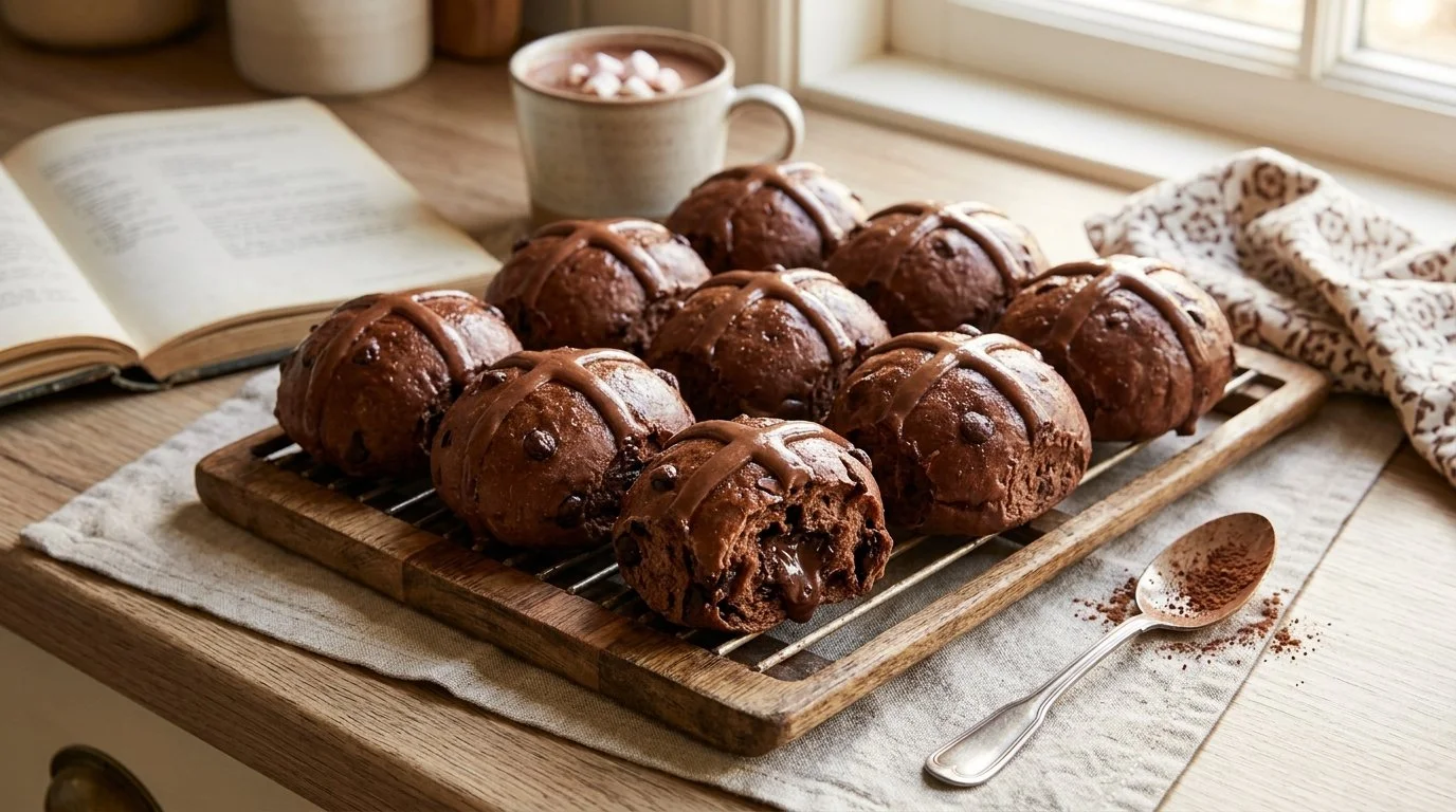 Soft & Fluffy Chocolate Hot Cross Buns – The Ultimate Easter Bake 2 Chocolate Hot Cross Buns